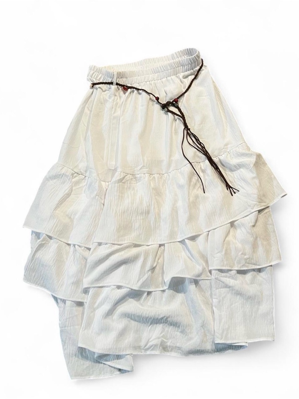 Boho Tiered Ruffle Maxi Skirt in white#festivalvibes